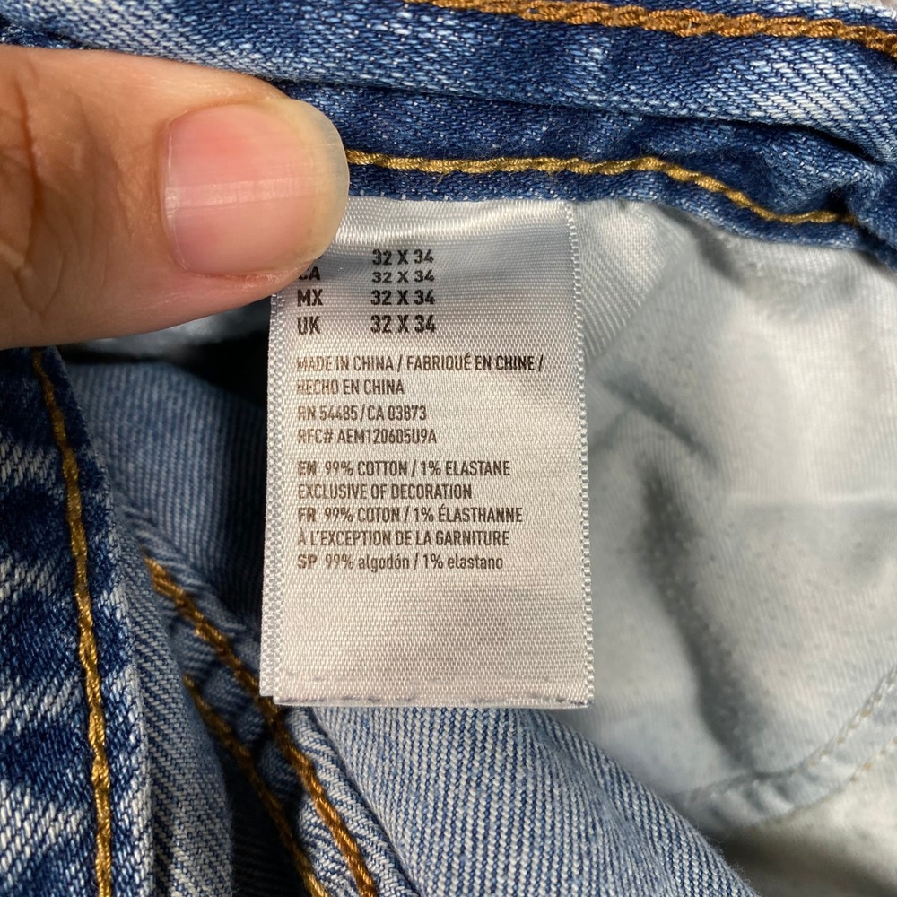American‎ Eagle Mens Skinny Core Flex Distressed Patched Jeans Blue 32x34 - Picture 10 of 11